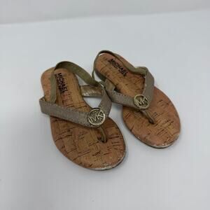 Michael Kors Demi Maggie Gold Cork Flip Flops Toddler Size 7